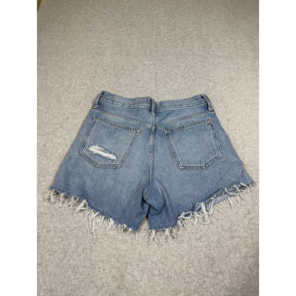 Madewell Womens Size 27 Relaxed Mid Length Denim Shorts Distressed - Picture 2 of 9